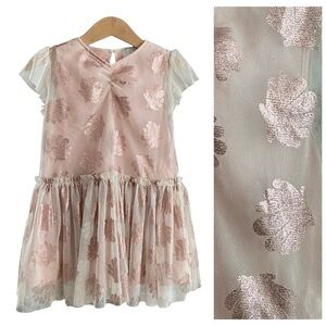 Stella McCartney Kids Pink Metallic Seashell Tulle Dress 3t